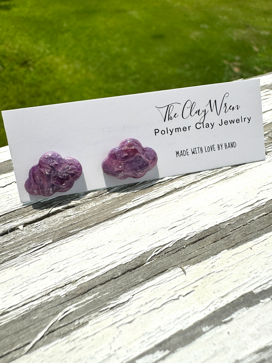 Purple Marble Studs- Clouds