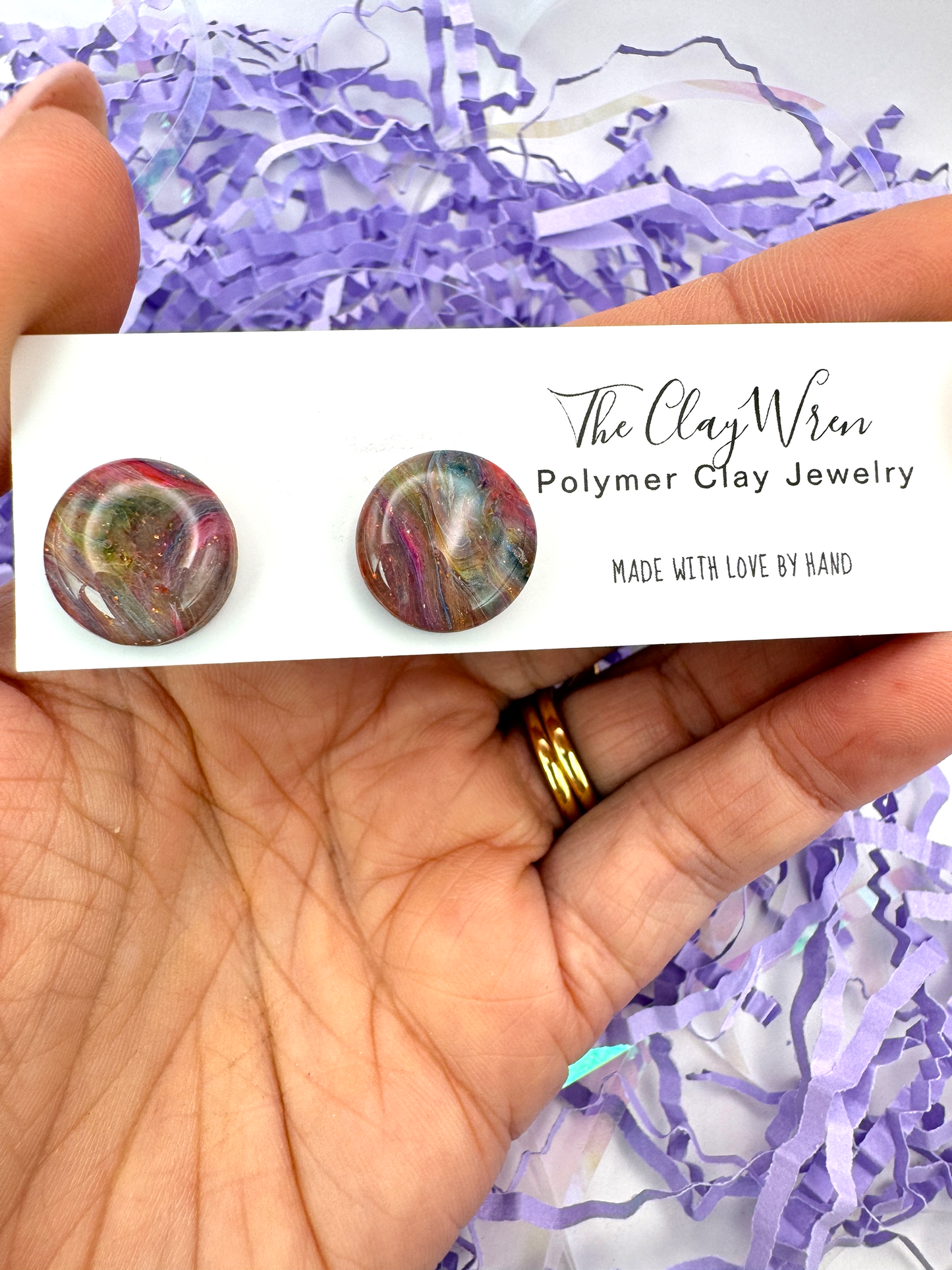 Rainbow Marble Studs- Large