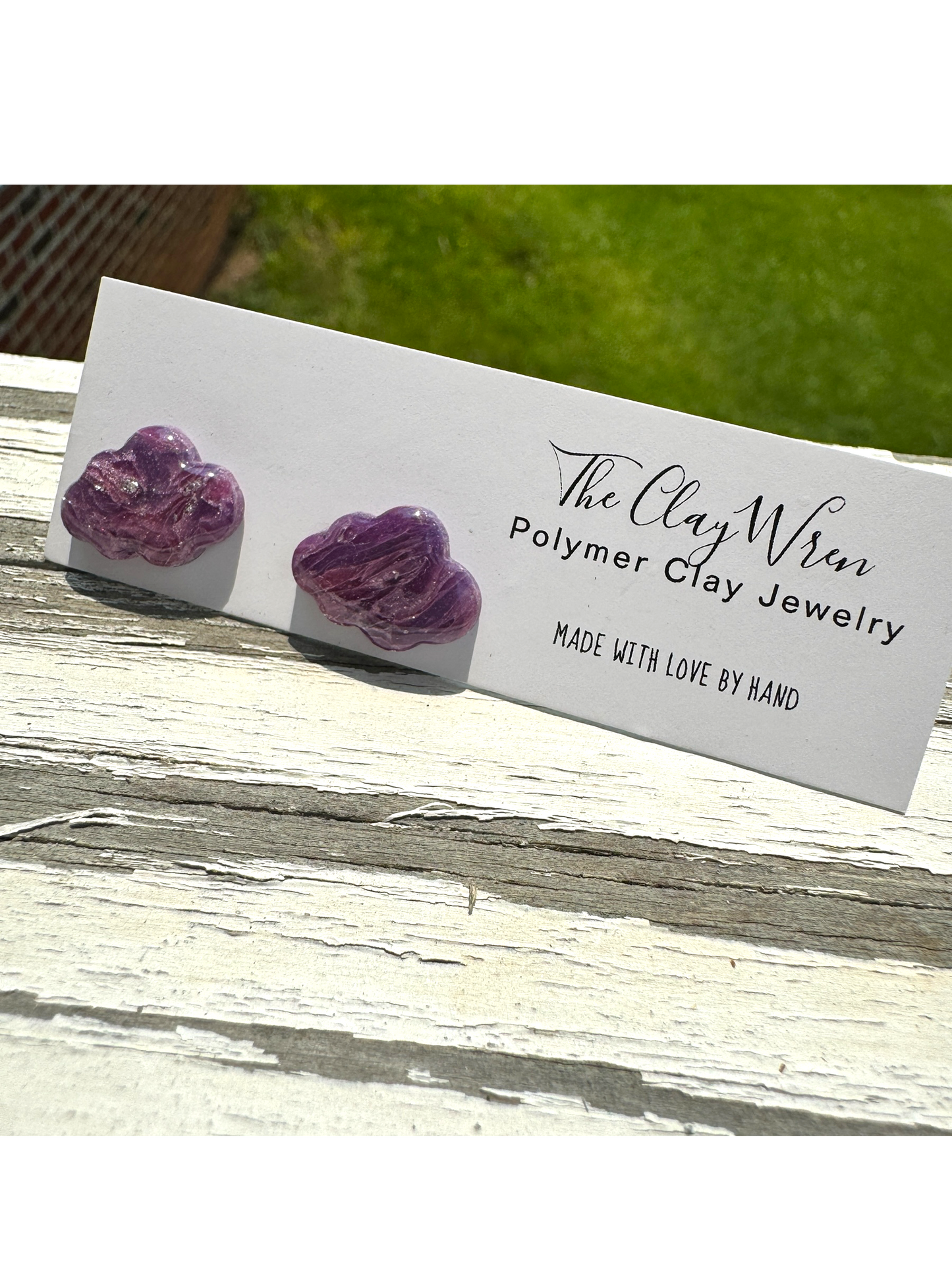 Purple Marble Studs- Clouds