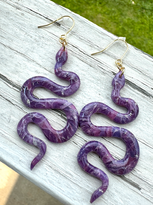 Purple Translucent Snake Dangles