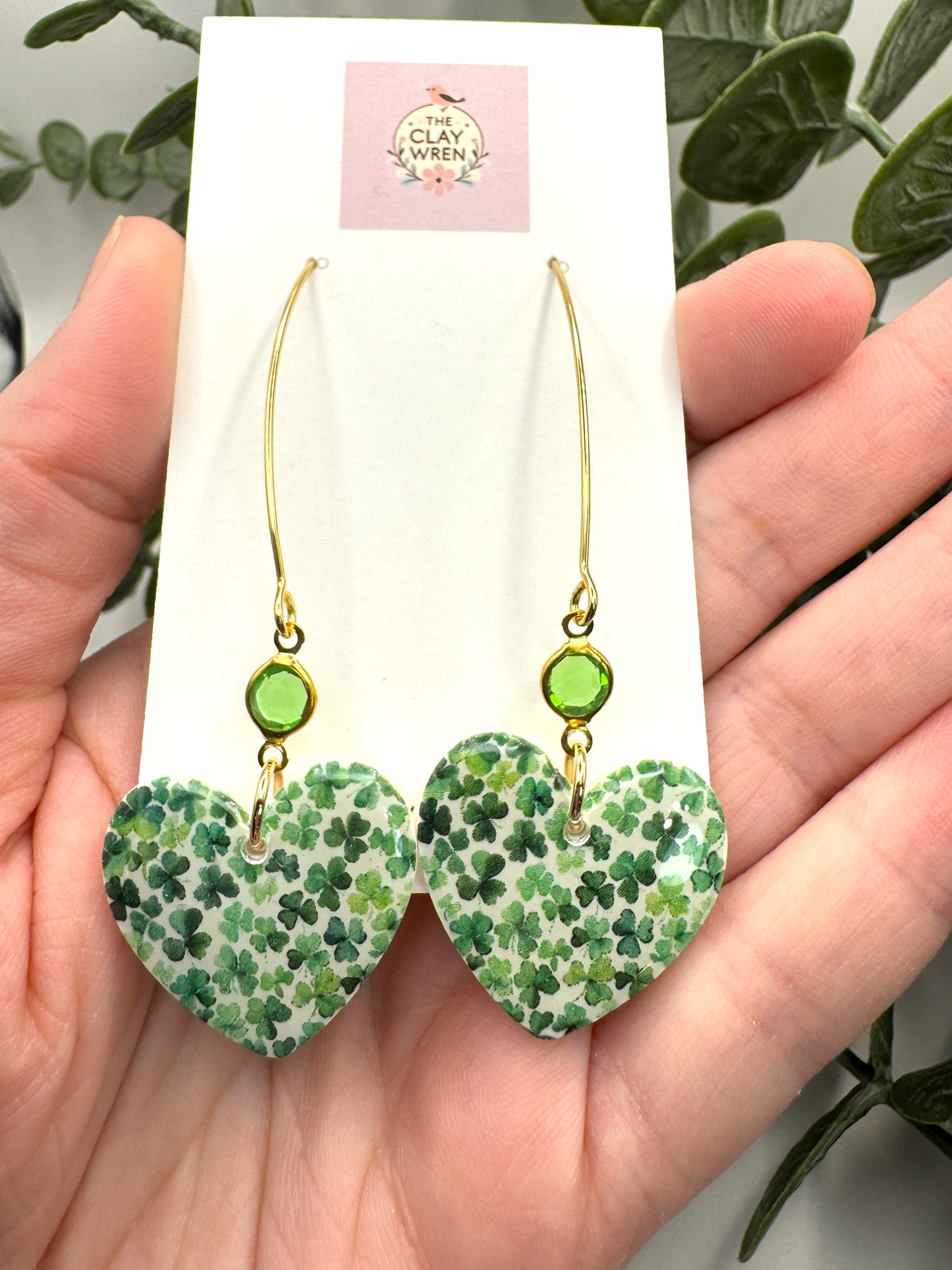 Shamrock hearts with charm (gold)