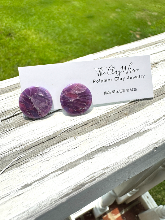 Large Purple Marble Studs