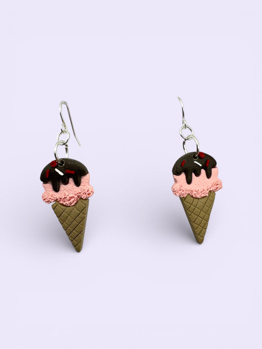 Ice Cream Cone Dangles (Stainless Steel Hooks)