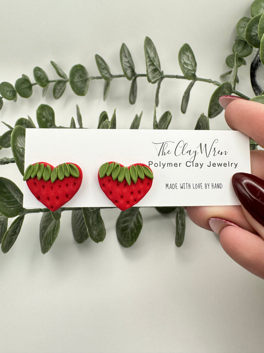 Strawberry Heart Studs