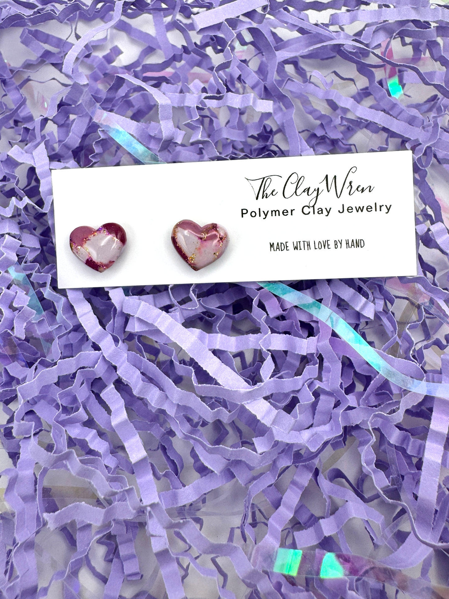 Summer Marble Studs- Hearts