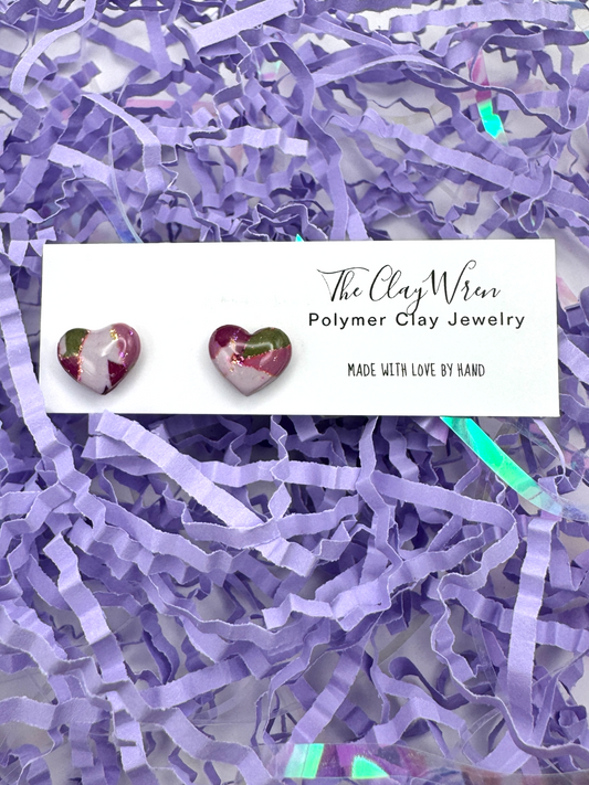 Summer Marble Studs- Hearts
