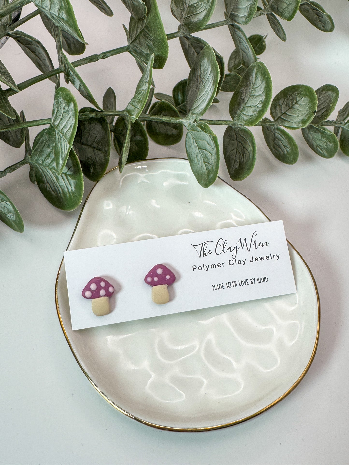 Purple Mini Mushroom Studs