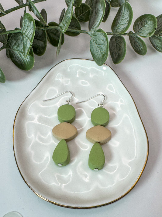 3 Tiered Green Bead Dangles