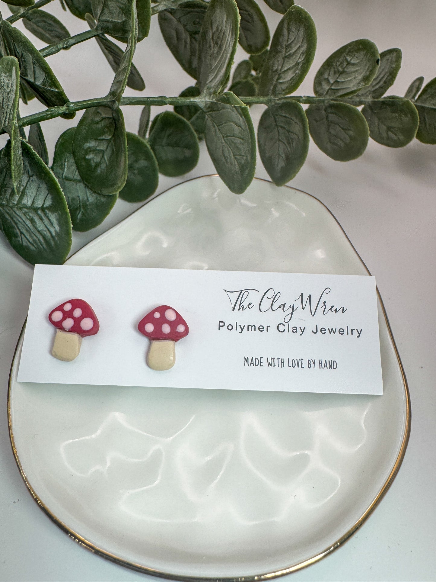 Red Mini Mushroom Studs