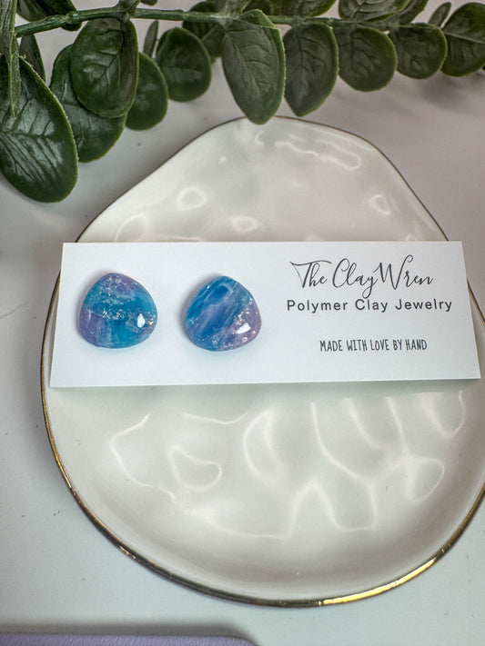 Blue Faux Stone Studs