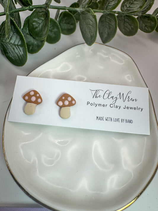 Orange Mini Mushroom Studs