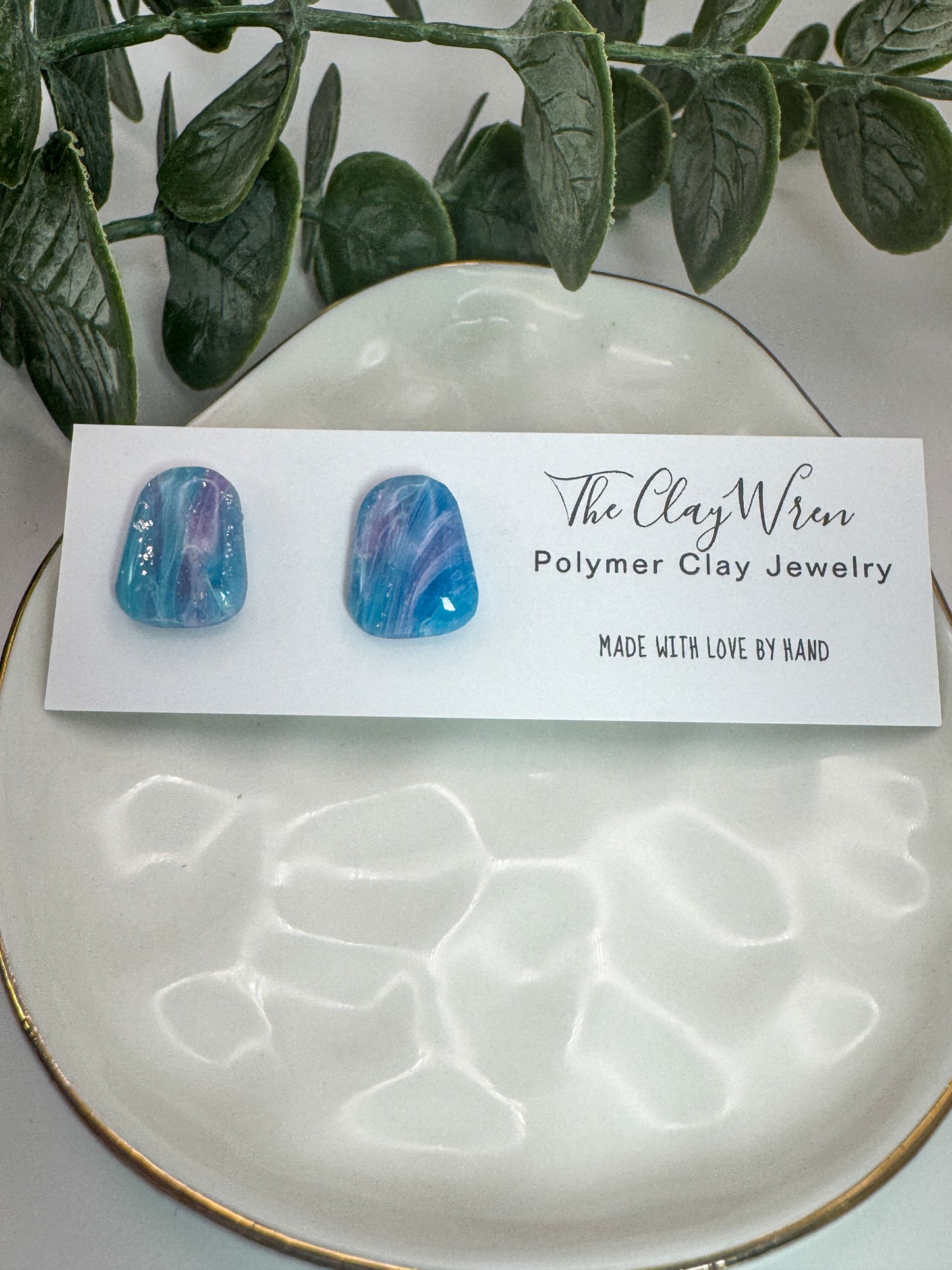 Blue Faux Stone Studs