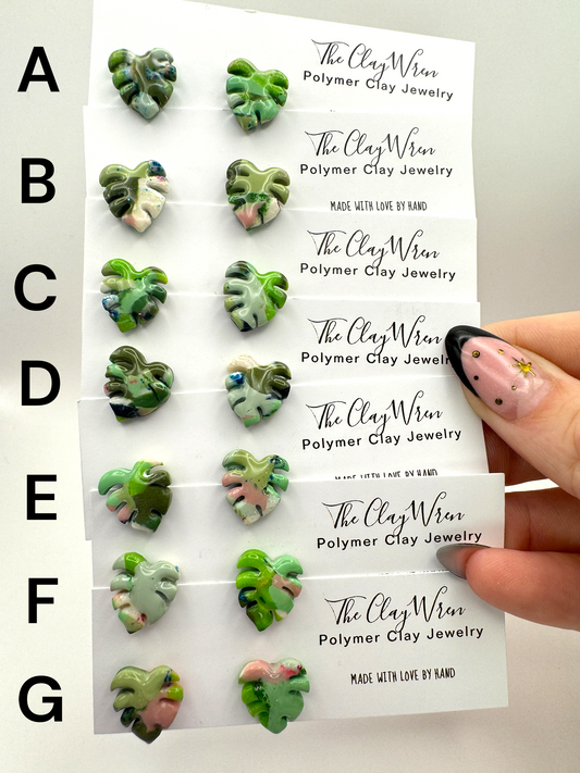 Botanical Large Monstera Studs