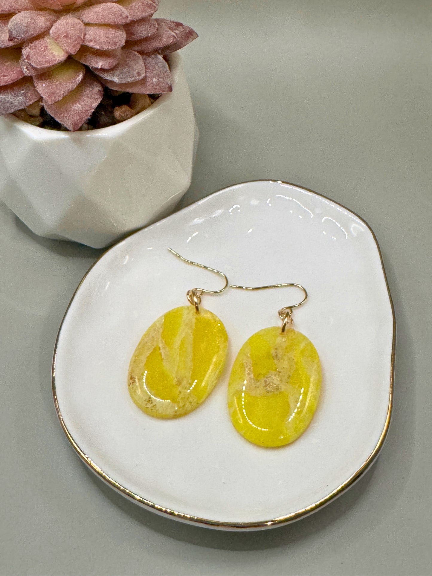Faux stone Yellow Dangles