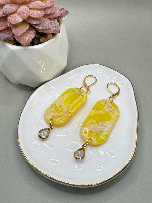 Faux stone Yellow Dangles