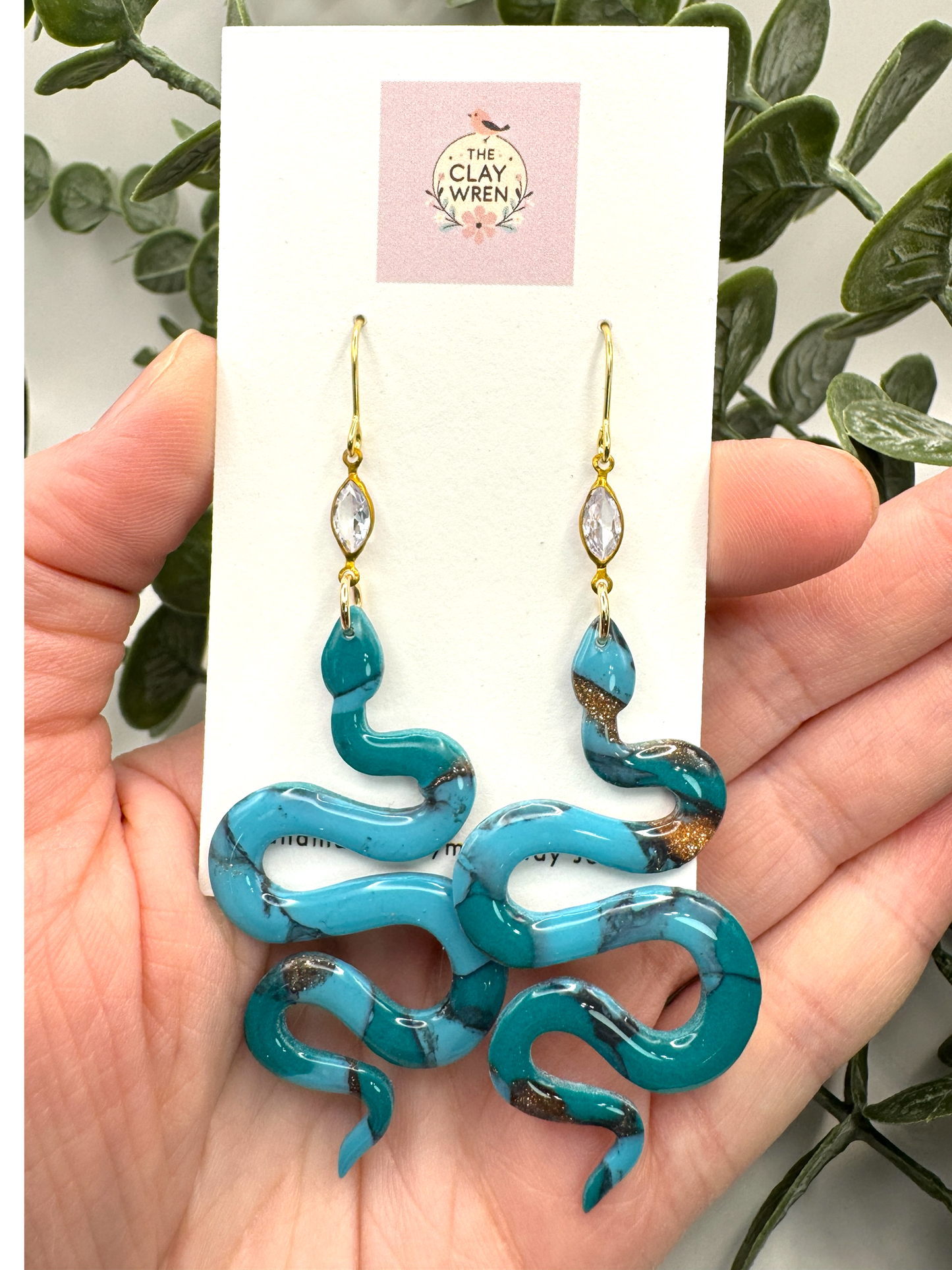 Faux Turquoise Dangles- Snakes With Charm