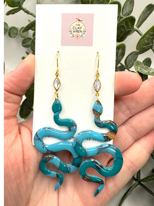Faux Turquoise Dangles- Snakes With Charm