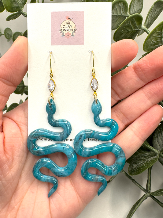 Faux Turquoise Dangles- Snakes With Charm