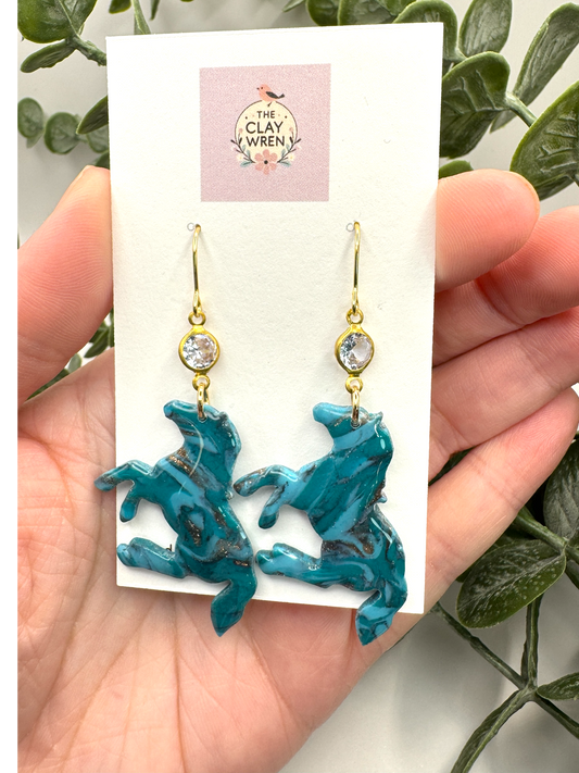 Faux Turquoise Dangles- Horses With Charm