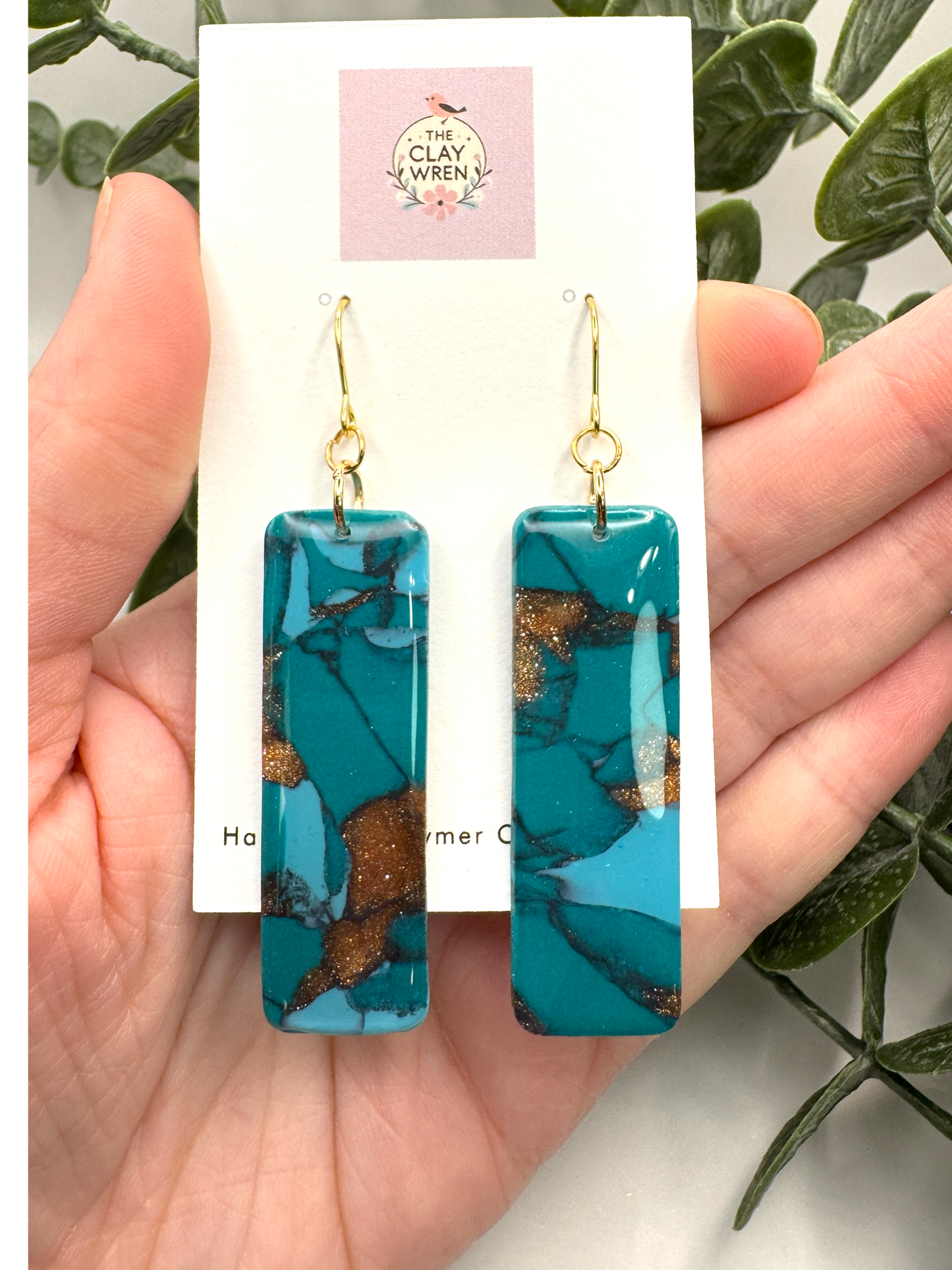 Faux Turquoise Dangles- Rectangles